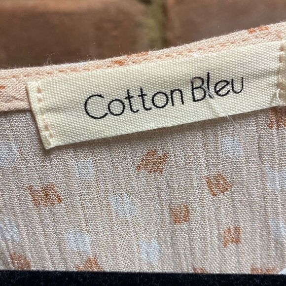 Cotton Bleu Peach Print Short Sleeve Top Size 3XL NWT - Picture 5 of 7